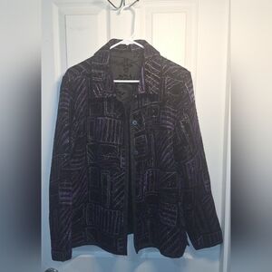Reversible Boho Button Up Jacket Purple and Black